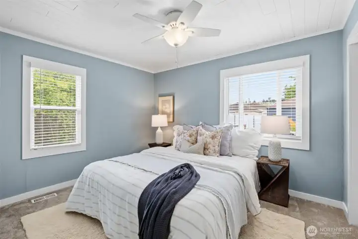 Cheerful bedroom bathed in natural light