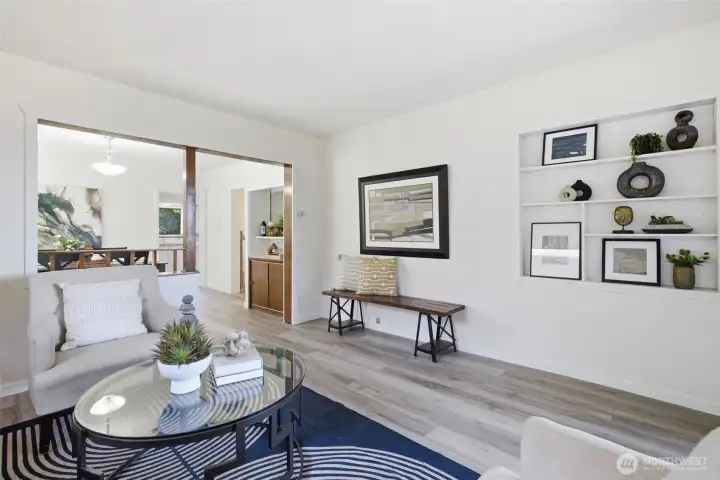 This home features original shelving and custom cabinetry that beautifully preserve the charm and character of a bygone era.