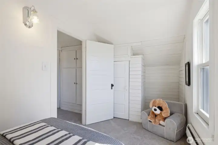 Original, old-growth fir doors throughout the home add timeless charm to this 1906 property.