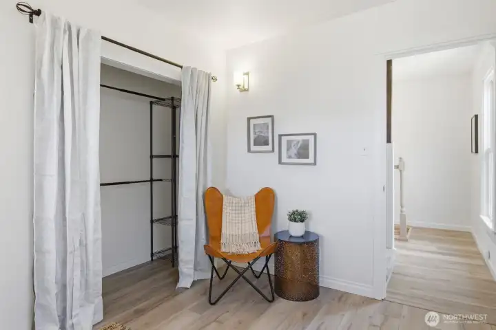 Main level bedroom with large closet.