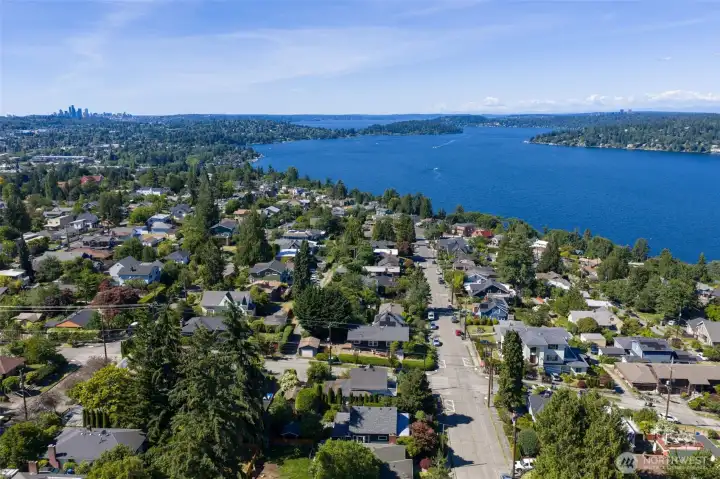 Downtown Seattle, Lake Washington, Seward Park and Mercer Island.