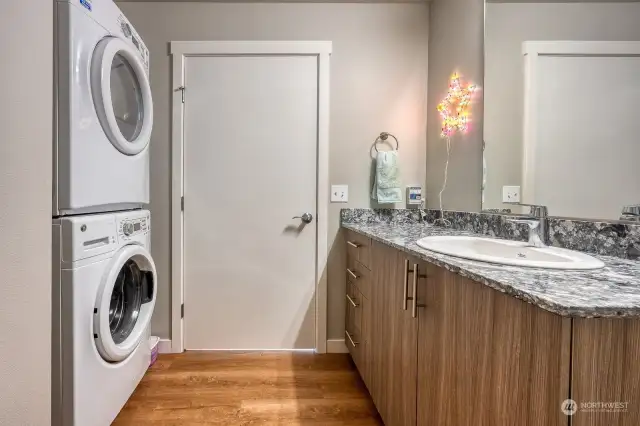Convenient full size washer and dryer.