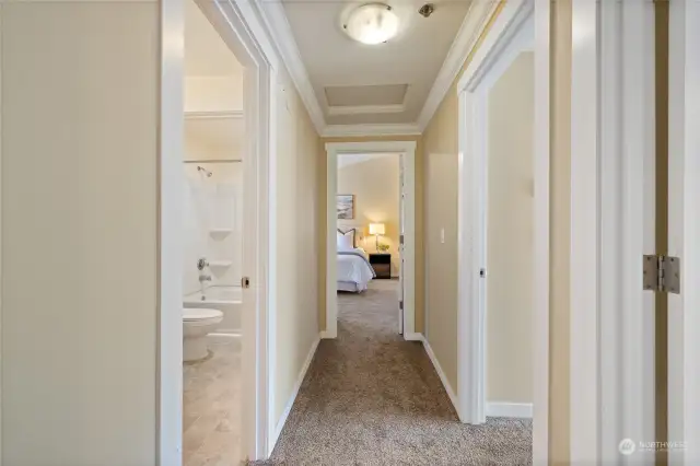 Hall way to the bedrooms and the bathroom.