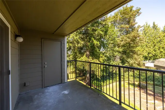 Nice size balcony with nice view.  Extra storage room.