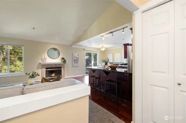 Vaulted ceiling and plenty of windows for sunlight.