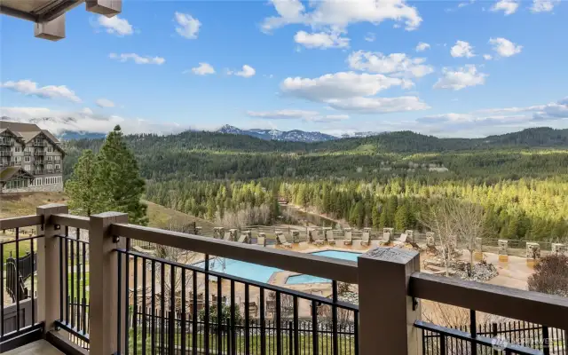 Take in the beautiful SW views of the mountains, trees and river below. This view never gets old!