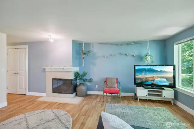 Open Living Room with Gas Fireplace