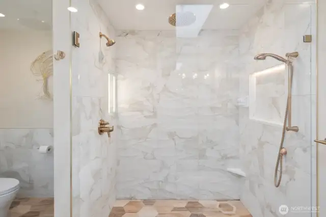 Massive primary shower, custom tiling