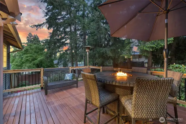 Oversized deck overlooking the backyard