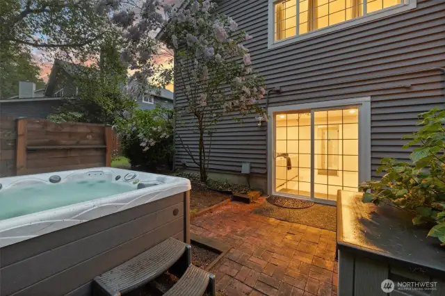 Backyard hot tub