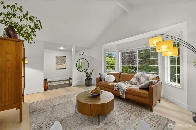 Large bay windows, lots of natural light