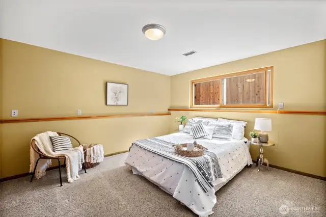 One of two lower level bedrooms.