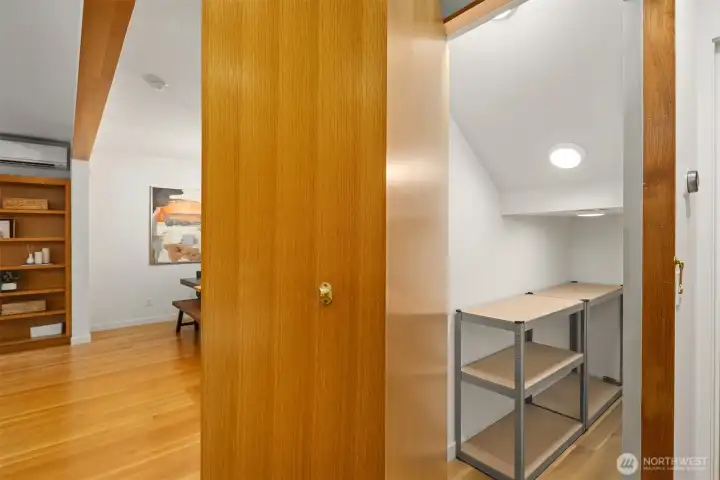Hidden storage behind the custom wine storage