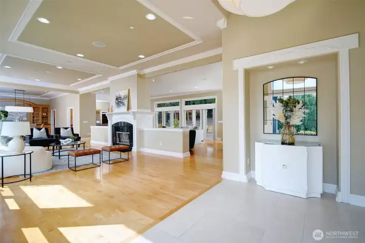 10' ceilings, hardwoods, and wall-to-wall windows with remote window blinds.