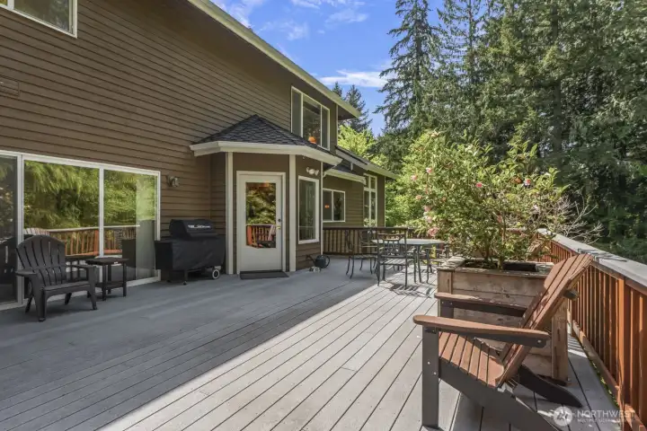 The oversized Trex deck is spacious enough for the largest gatherings.