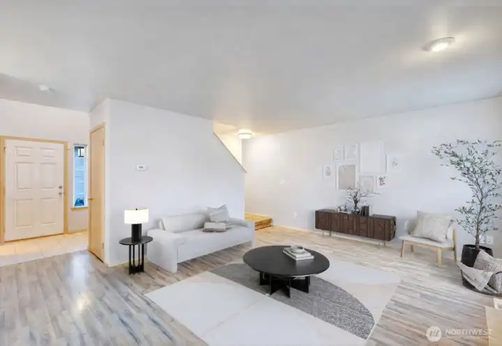 This image has been virtually staged and digitally enhanced using artificial intelligence (AI) to illustrate a potential interior color change. The actual interior walls of this room are currently painted a different color. This rendering is for illustrative purposes only and may not accurately represent the property’s current condition or appearance.