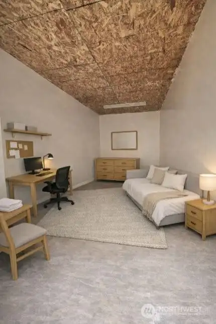 For illustration purposes only (AI generated): Potential use as a detached ADU: use as a guest room, office, exercise room/gym, hobby/workshop, MIL unit, media/game/theater room-- the possibilities are endless!