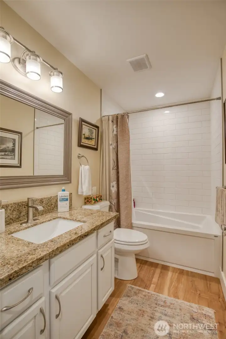 Hall bath with subway tiles