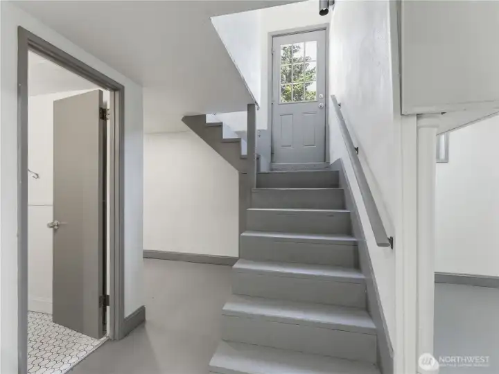 Separate entrance to downstairs
