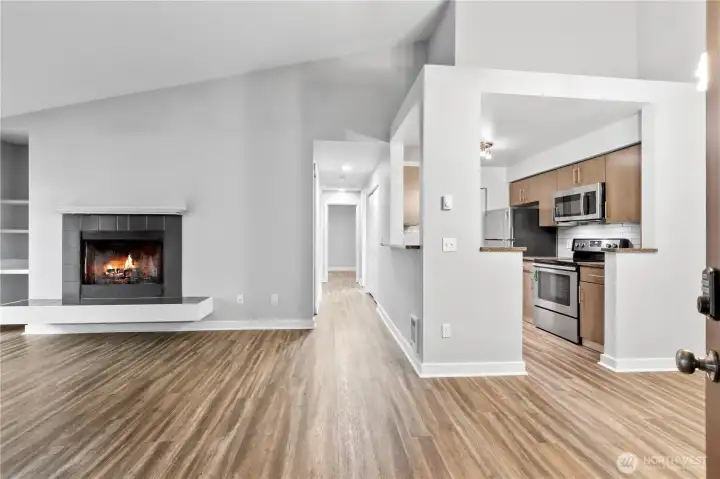 Living Room with vaulted ceilings