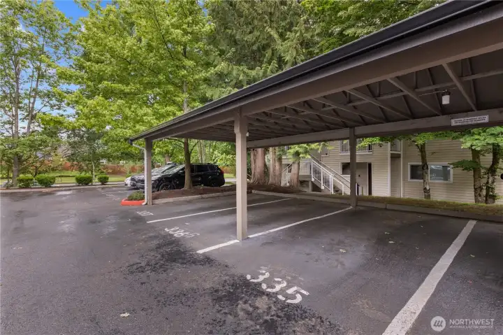Designated covered parking spot