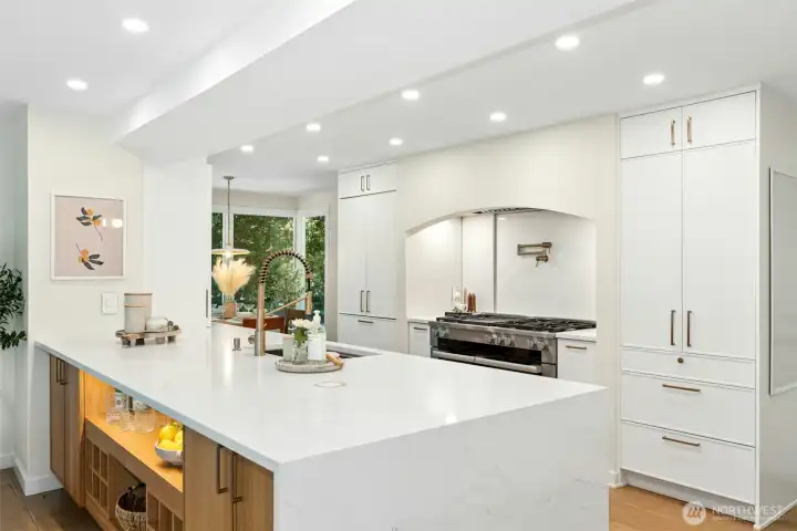 Updated true chef's kitchen with custom built-in Miele appliances