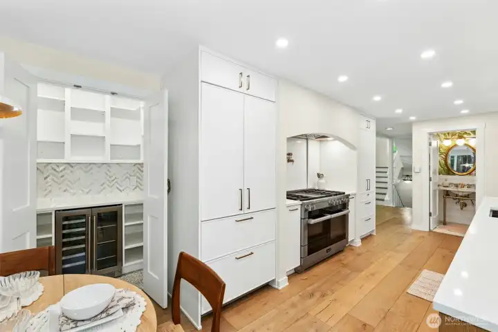 Walk-in pantry complete with beverage fridge