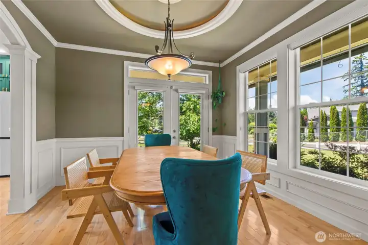 Dining Room With French Doors to Deck