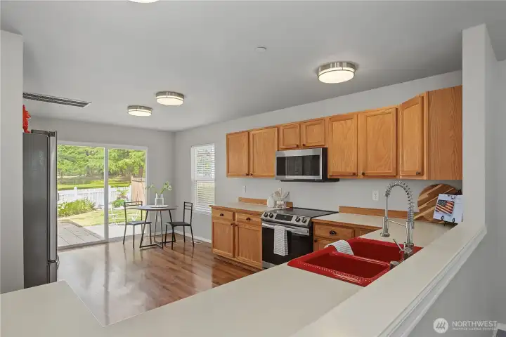 lots of cabinets and updated appliances