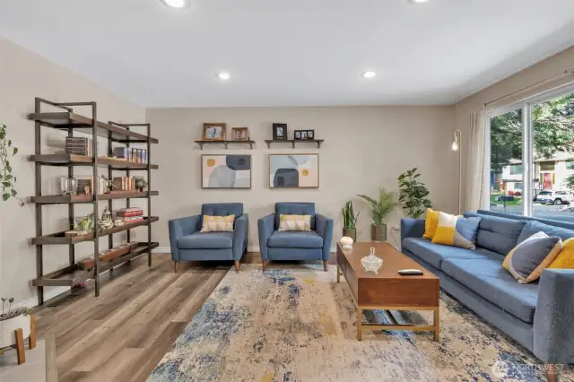 Beautiful living room with tons of natural lighting.