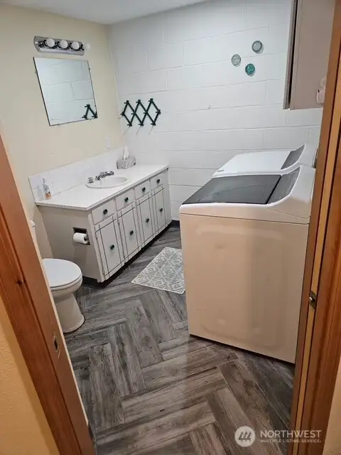 Lower level bathroom/utility room.