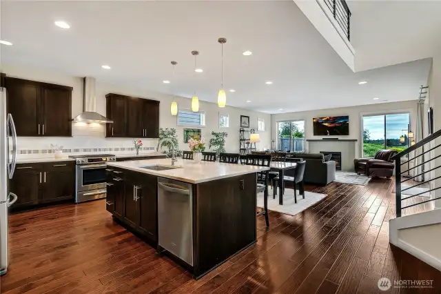 Kitchen and Great Room from entry way