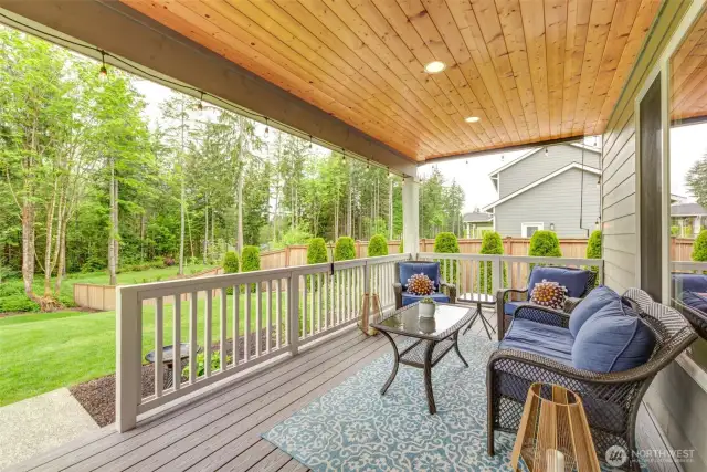 Cozy covered deck off the dining room