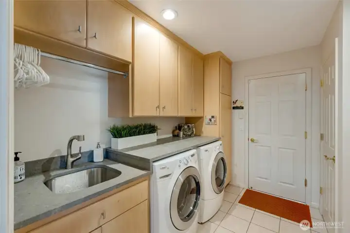 Utility room just inside the garage.