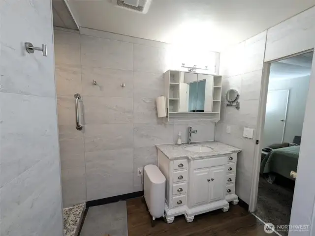 Primary bathroom vanity area