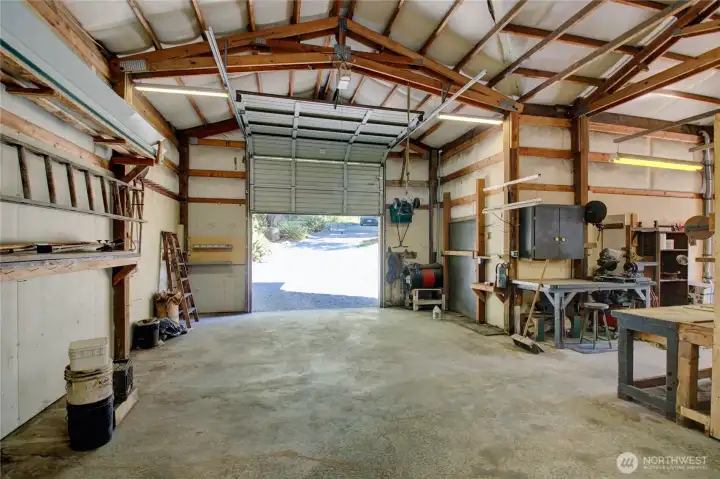 East-facing bay door door open.