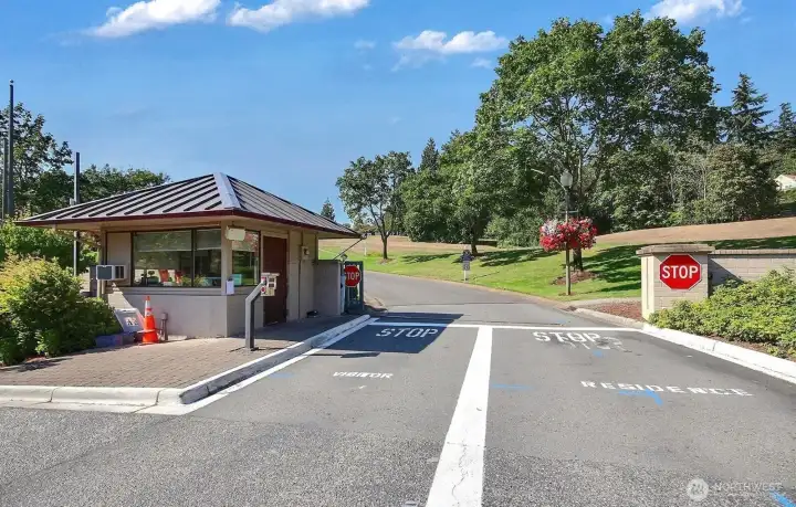 Entrance. Providence Point is a gated 55+ community in Issaquah.