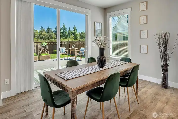 large slider access to a large newly built deck