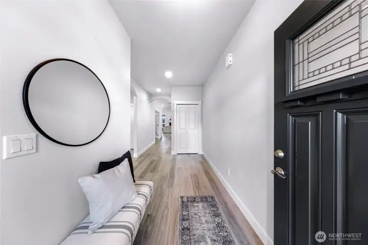 Space for either a welcoming bench or console table on the other wall