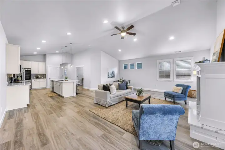 Luxury vinyl plank floor throughout