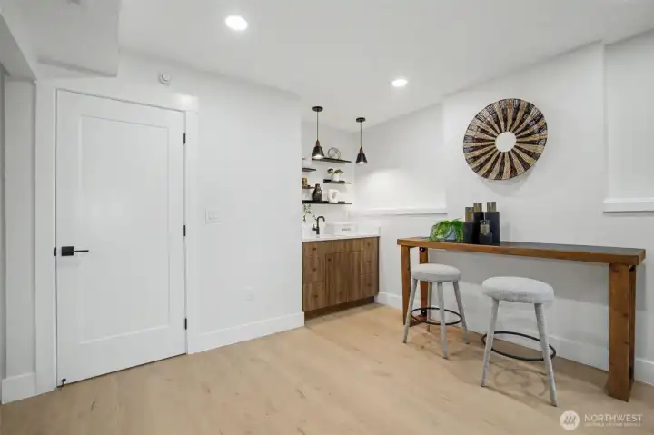 Rec Room at lower level with wet bar area