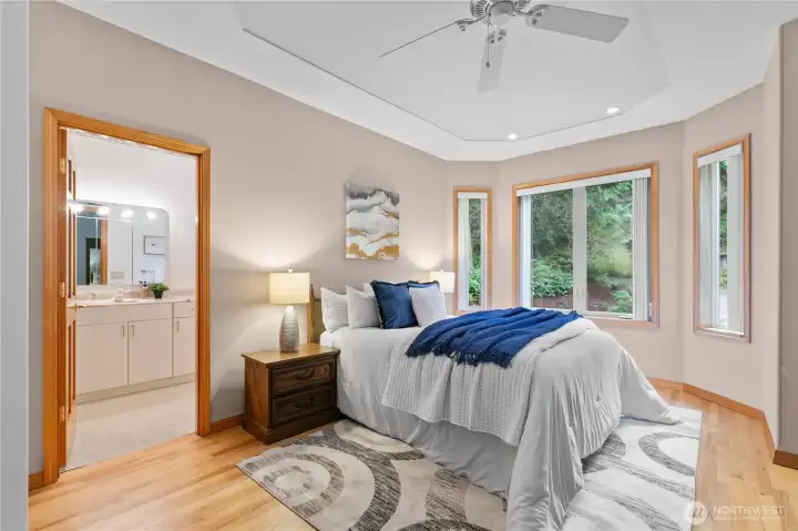 The light and bright front bedroom with ensuite bathroom.