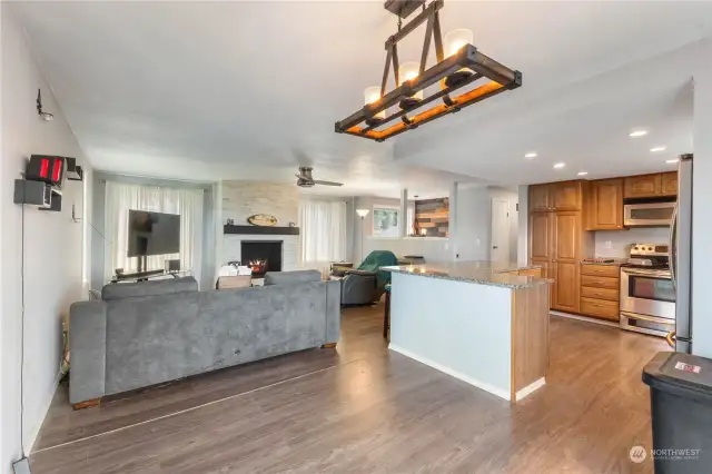 Large dining area with access to an entertainment size deck.