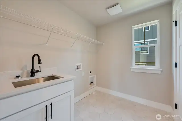 Laundry Room with convenience sink & storage cabinet
