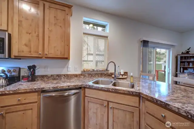 Kitchen with all stainless appliances.