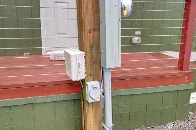We have both an 2 RV connections for visitors and a Generator connections for power outages.