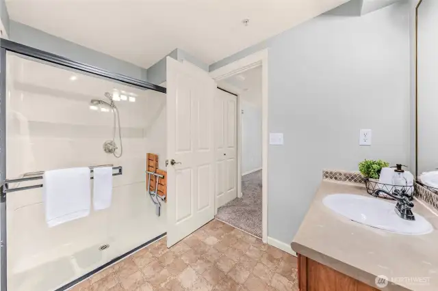 Low entry, full size shower.
