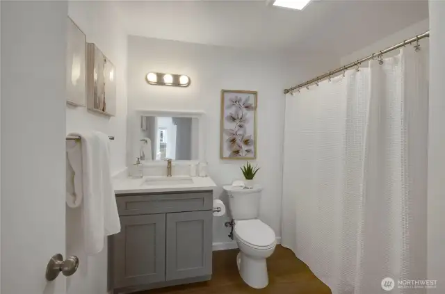 The mainfloor bathroom is perfect for everyday use and for guests.
