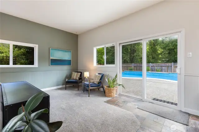 Step out onto the patio from the family room