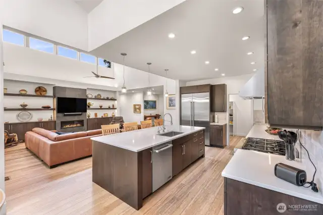 The large kitchen and its plentiful seating will keep your guests close as you entertain.